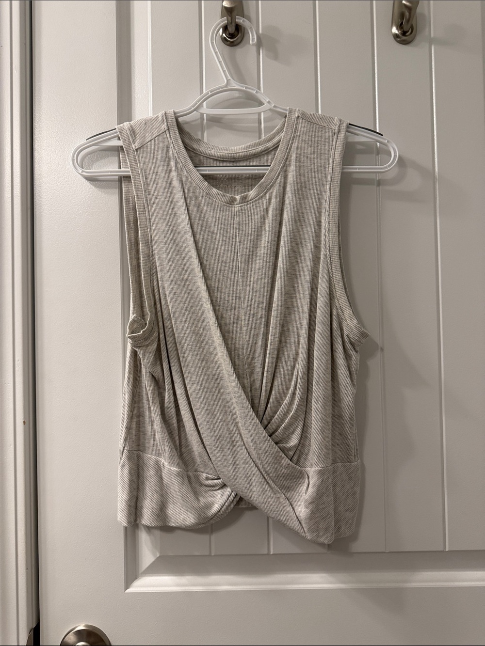 Medium all in motion Draped Twist-Front Sleeveless Top - Light Gray